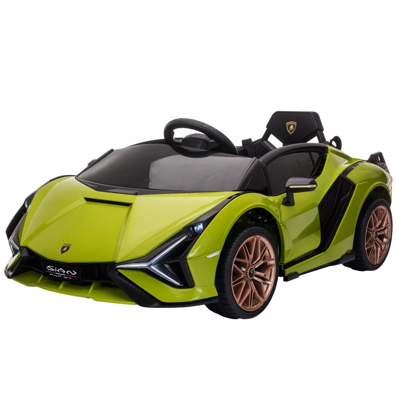 Aosom 12V Lamborghini SIAN Licensed Electric Car for kids with Remote Control, Horn, Music, & Headlights, Green