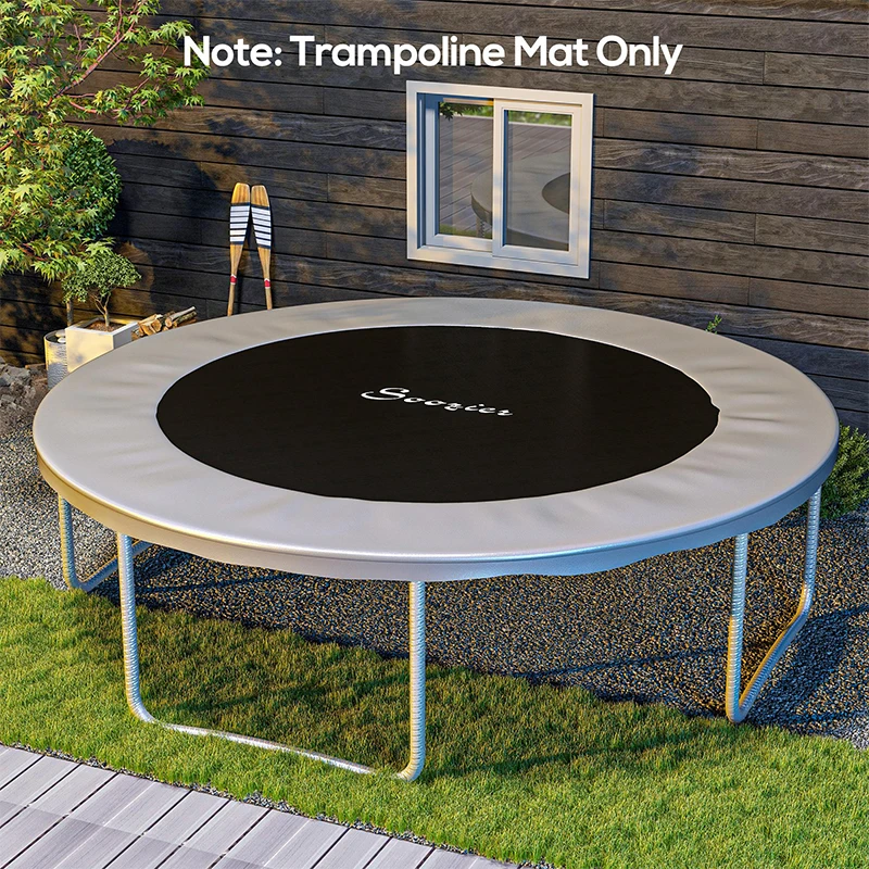 Soozier Trampoline Replacement Mat, Fits 14' Trampoline w/ 80 V-Hooks & 5.5" Springs (Spring & Frame not Included), Black