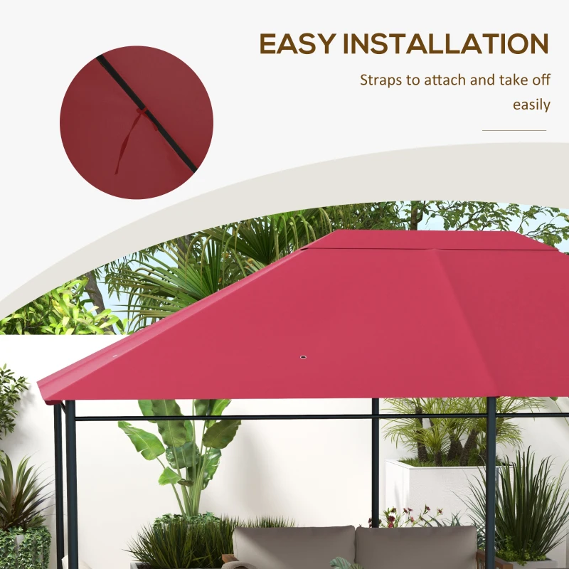 Outsunny 10' x 13' Gazebo Replacement Canopy Cover, Gazebo Roof Replacement (TOP COVER ONLY), Wine Red