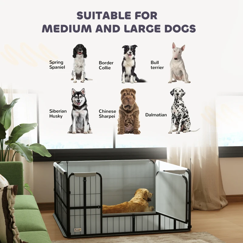 PawHut 4 Panel Dog Whelping Box with 600D Windproof Oxford Fabric Cloth, Washable Pee Pad, for M L Dogs, 48" x 48" x 23.6"