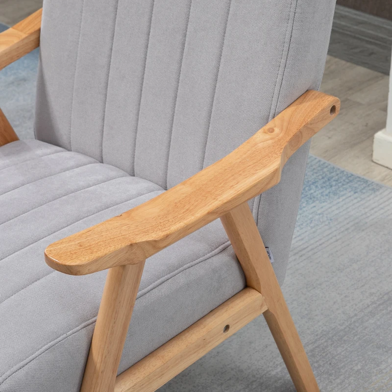 HOMCOM Soft Accent Chair Upholstered Arm Chair for Living Room Furniture Comfy Chair for Bedroom Living Room Chair Gray