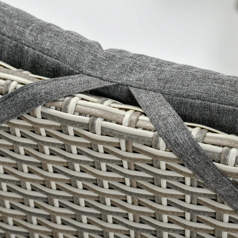 Outsunny 3 Piece Patio Bistro Set, PE Wicker Furniture Conversation Set w/ Tufted Cushion Reclining Chairs & Coffee Table, Gray