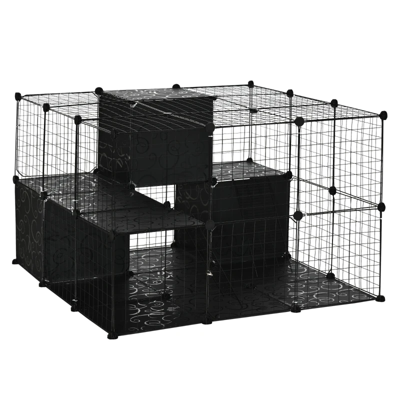 PawHut 56 Panels Pet Playpen Small Animal Cage for Rabbit