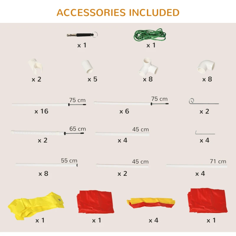 PawHut Dog Agility Training Equipment Set with Adjustable Hurdle, Tunnel, Chute, Weave Poles, Pause Box, Panels, Outdoor Obstacle Course Kit with Whistle