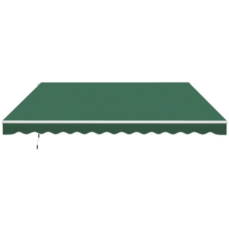 Outsunny 12' x 10' Retractable Awning Patio UV Resistant Fabric and Aluminum Frame for Deck, Balcony, Yard, Green
