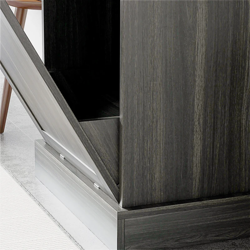 HOMCOM Kitchen Tilt Out Trash Bin Cabinet, Free Standing Recycling Cabinet, Trash Can Holder with Drawer, Charcoal Grey