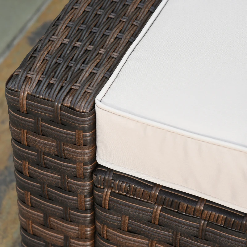 Outsunny 5-Piece PE Rattan Outdoor Patio Armchair Set with 2 Armchairs, 2 Ottomans, Wood Grain Plastic Top Coffee Table Conversation Set, & Metal Frame Build, Mixed Gray