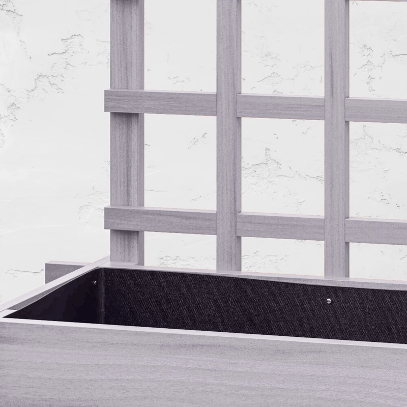 Outsunny Wooden Elevated Planter Box with Trellis for Climbing Plants, 3 Tier Raised Garden Bed for Garden, Outdoor, Grey