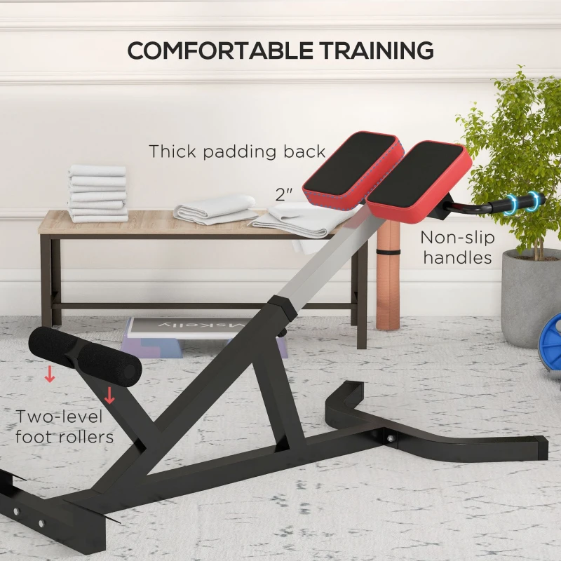 Soozier Roman Chair Back Extension Machine, Height Adjustable Hyperextension Bench with Dip Bars, Multi-Functional for Back, Core, Arms and Whole-Body Training, Black