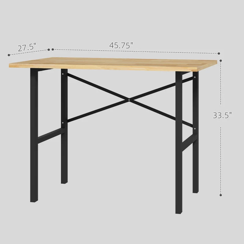 HOMCOM 46"L x 28"W Garage Table with X Bar Support and Natural Tabletop, Natural/Black