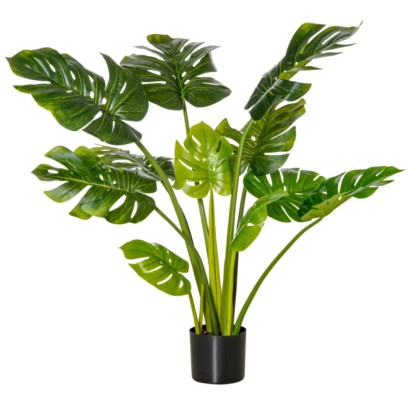 HOMCOM Artificial Plant Palm Tree in Pot, Fake Plants for Home Indoor Decor, 135cm, Green