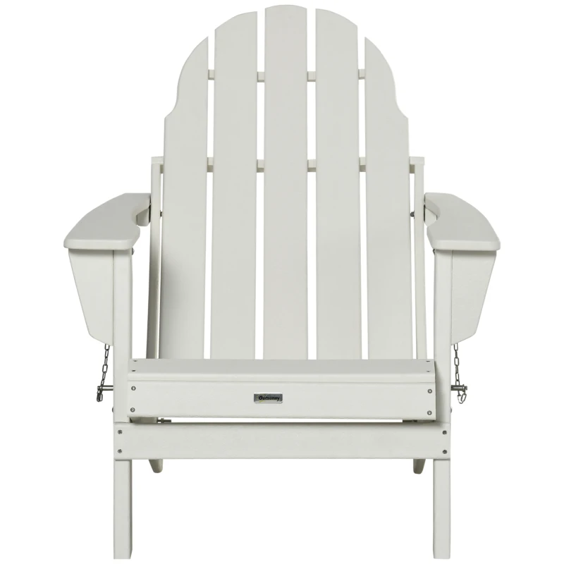Outsunny Folding Adirondack Chair, HDPE Fire Pit Chair, Weather Resistant Outdoor Chair for Patio, Garden, Backyard, Lawn, White