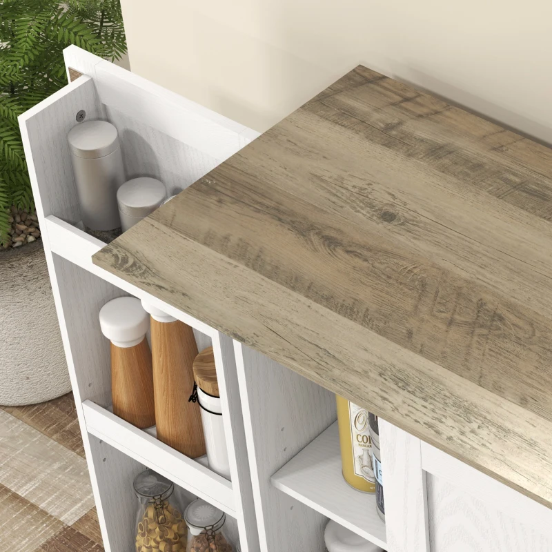 HOMCOM 70" Tall Kitchen Pantry Cabinet with Spice Racks and Adjustable Shelves for Living Room, Dining Room, White