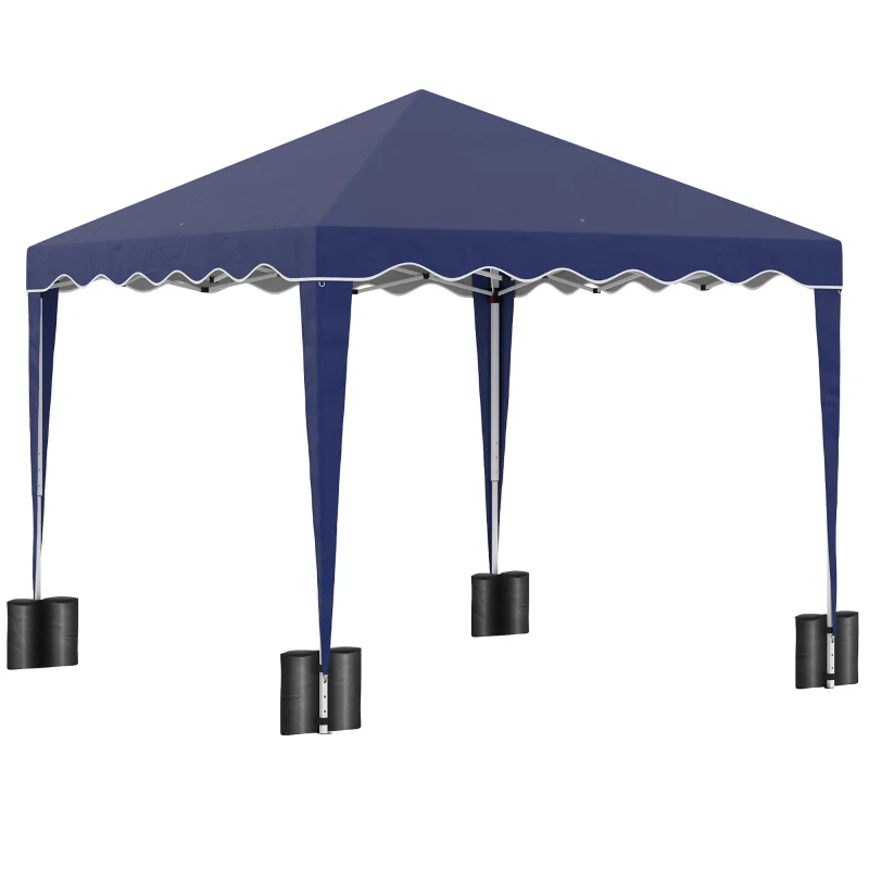 Outsunny 10' x 10' Pop Up Canopy Tent with Sand Bags, Instant Shelter with Adjustable Height and Carry Bag, Garden Outdoor Party Tent, Blue