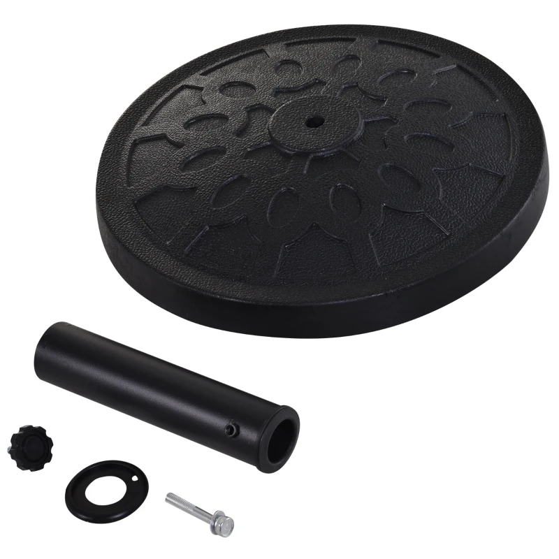Outsunny 29 lbs Resin Round Patio Umbrella Stand Base Coated Pole Market Garden Umbrella Holder Parasol Holder Black