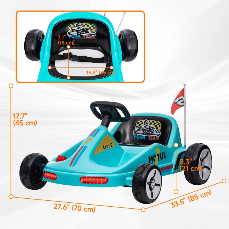 Qaba 6V Electric Go Kart for Aged 3-5 Kids with Music, Light, Horn, Blue