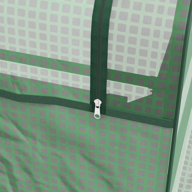 Outsunny Raised Garden Bed, Outdoor Metal Planter Box with Mini Greenhouse, Green and Silver