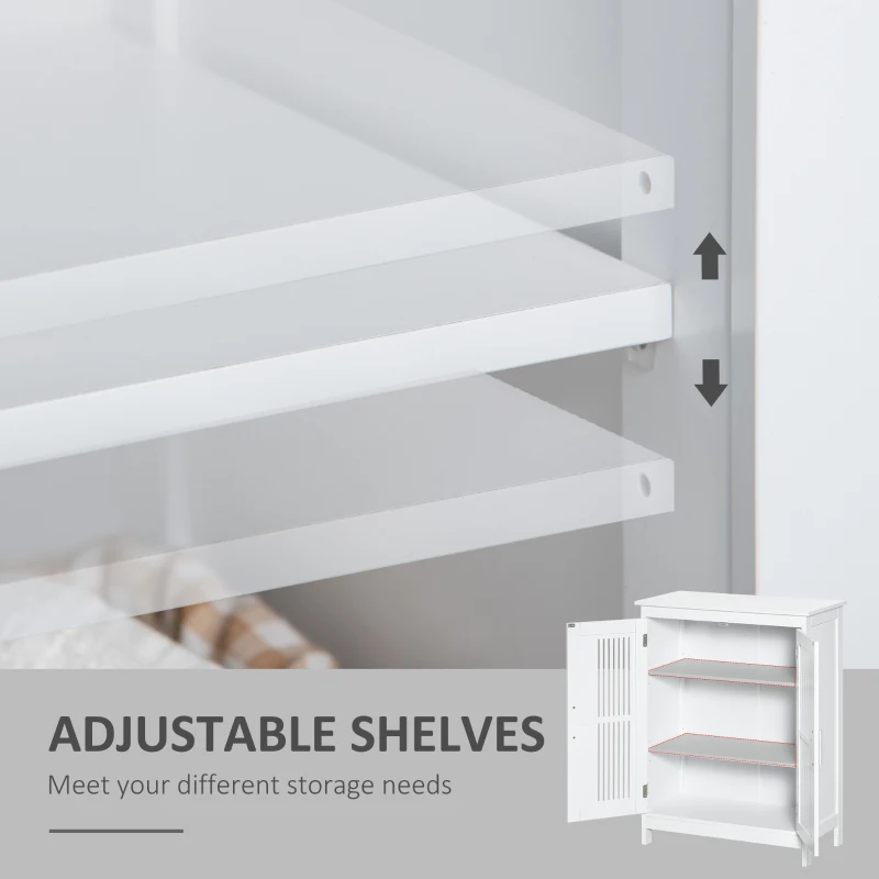 kleankin Modern Bathroom Floor Cabinet, Free Standing Linen Cabinet, Storage Cupboard with 3 Tier Shelves, White