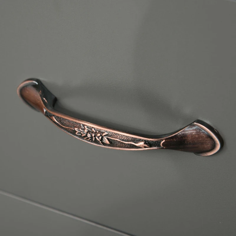 HOMCOM Sideboard Buffet Cabinet, Kitchen Cabinet, Coffee Bar Cabinet with 2 Framed Glass Doors, 2 Drawers and 2 Open Shelves for Living Room, Gray