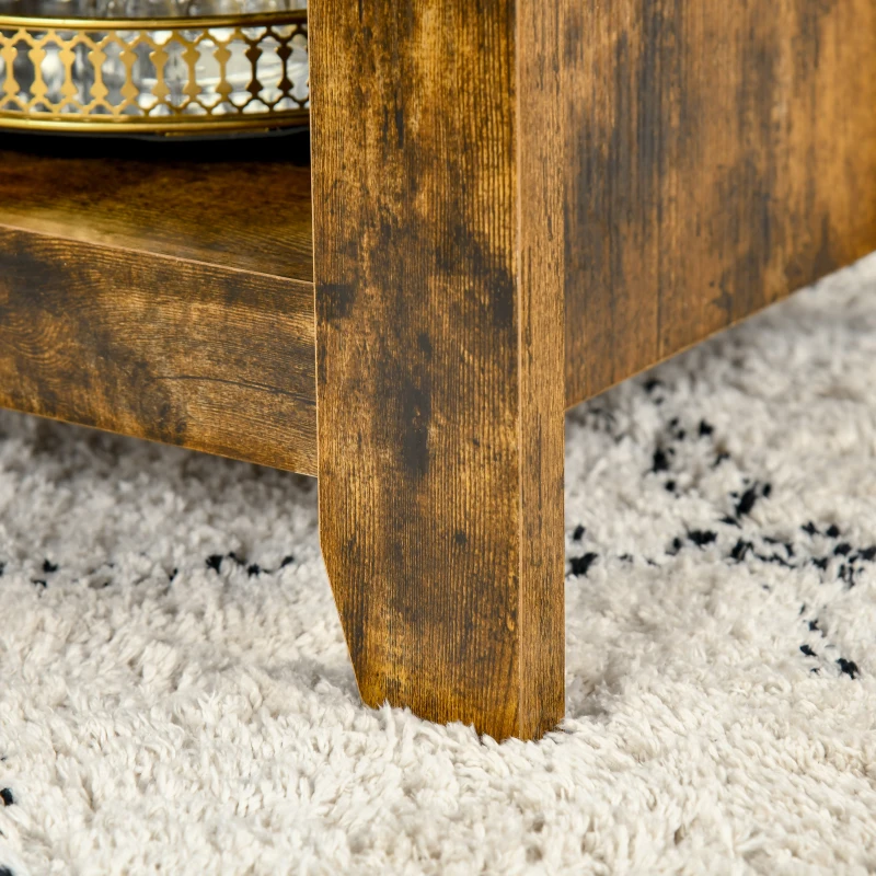 HOMCOM Lift Top Coffee Table with Hidden Storage Compartment and Open Shelves, Lift Tabletop Pop-Up Center Table for Living Room, Brown