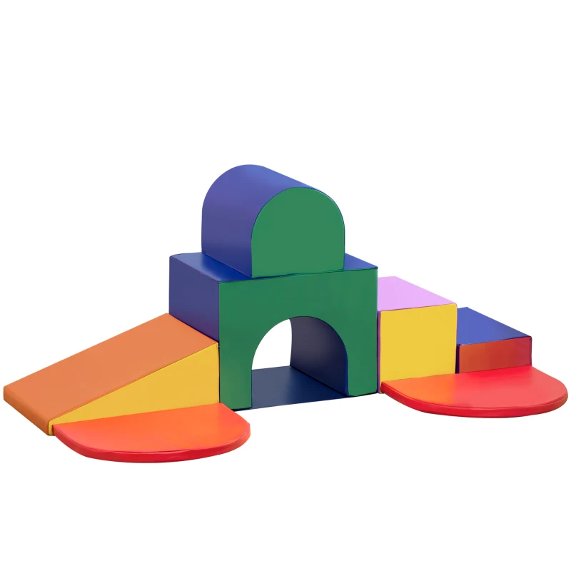 Qaba 7-Piece Rearrangeable Toddler Climber for Creativity and Shape Discovery, Multicolored