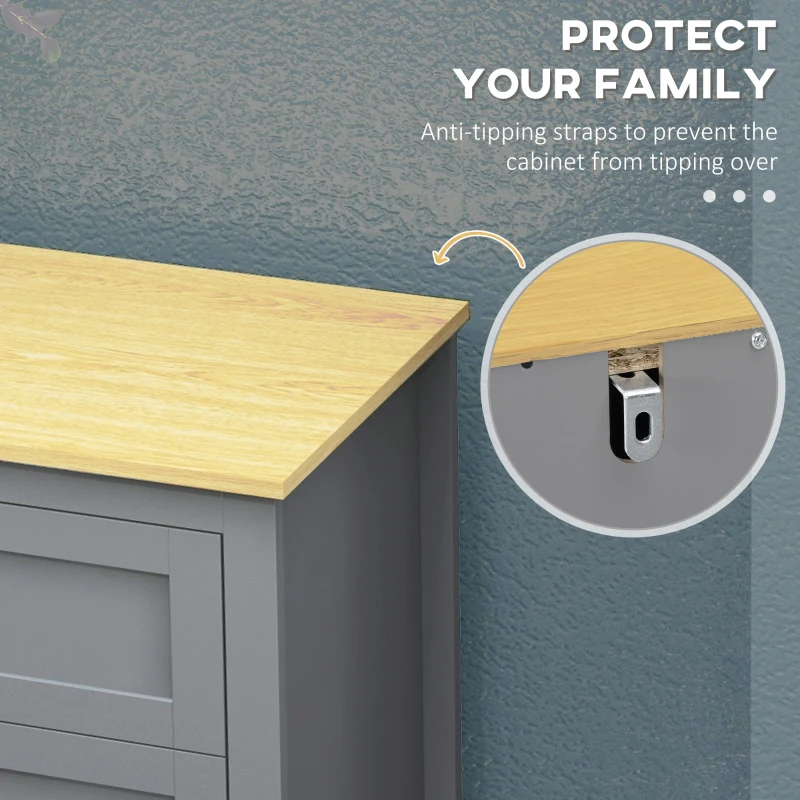 HOMCOM Sideboard Cabinet, Buffet Table with Drawer, Double Door Cupboard and Adjustable Shelf for Living Room, Entryway, Grey