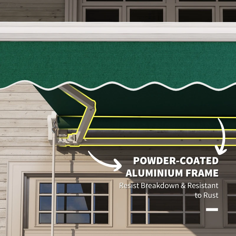 Outsunny 8' x 6.6' Patio Retractable Awning, Manual Exterior Sun Shade Deck Window Cover, Green