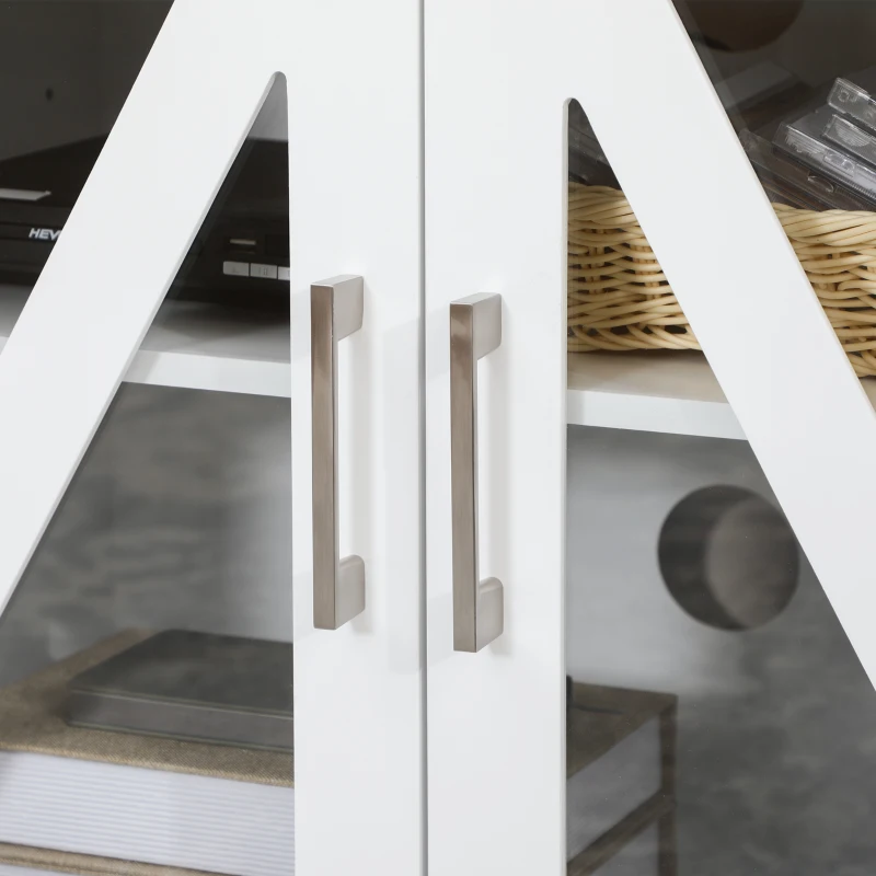 HOMCOM TV Cabinet Stand for TVs up to 58", Entertainment Center with Adjustable Shelves, 4 Glass Doors and 4 Cable Holes for Living Room, White