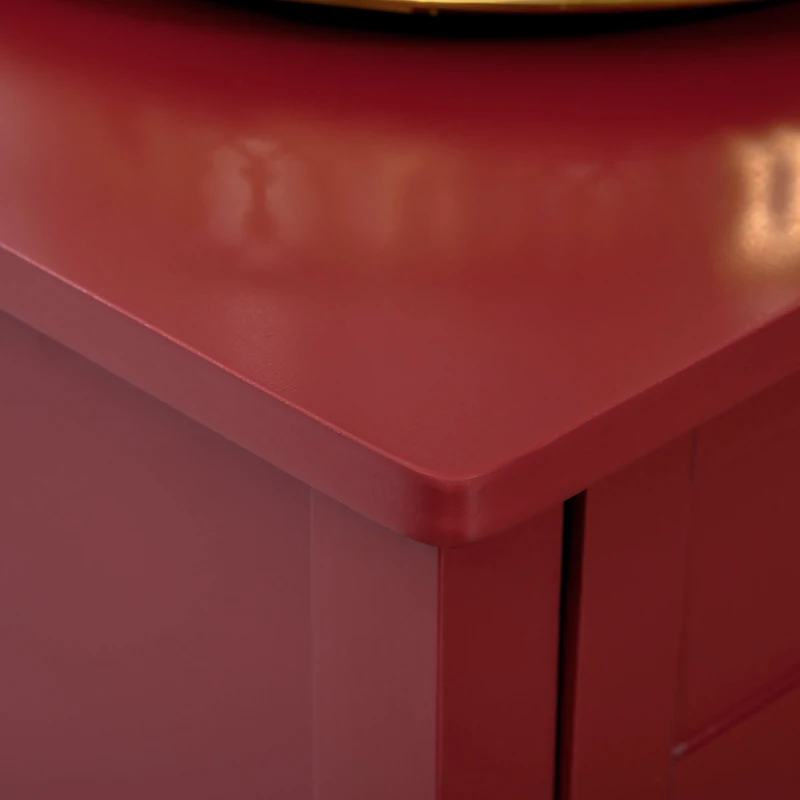 HOMCOM Sideboard Buffet Cabinet with Storage, Modern Coffee Bar Cabinet with 4 Drawers and Slatted Bottom Shelf, Console Table for Kitchen, Living Room, Dining Room, Hallway, Red