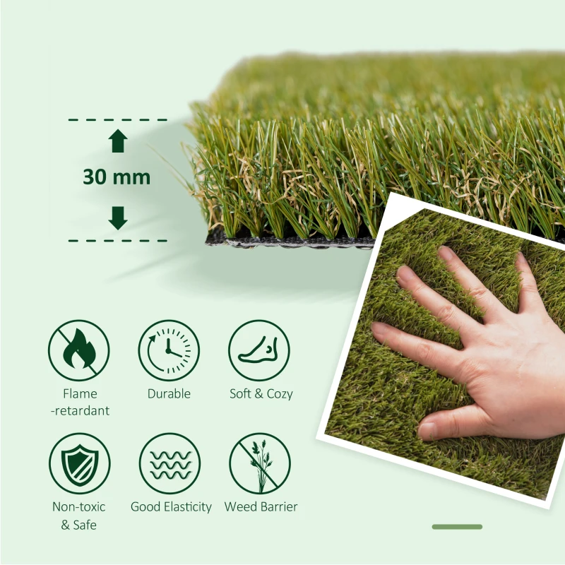 Outsunny 13' x 3.3' Synthetic Artificial Grass Turf Realistic Fake Thick Grass with UV Protection & Drain Holes, Outdoor Easy to Clean Lawn Pet Turf with High Density, 1.2'' Height