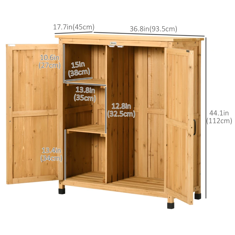 Outsunny Outdoor Storage Cabinet & Potting Table, Wooden Gardening Bench with Patio Cabinet and Magnetic Doors