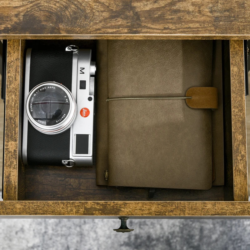 HOMCOM End Table with Wireless Charging Station, 2 USB Ports, Rustic Brown
