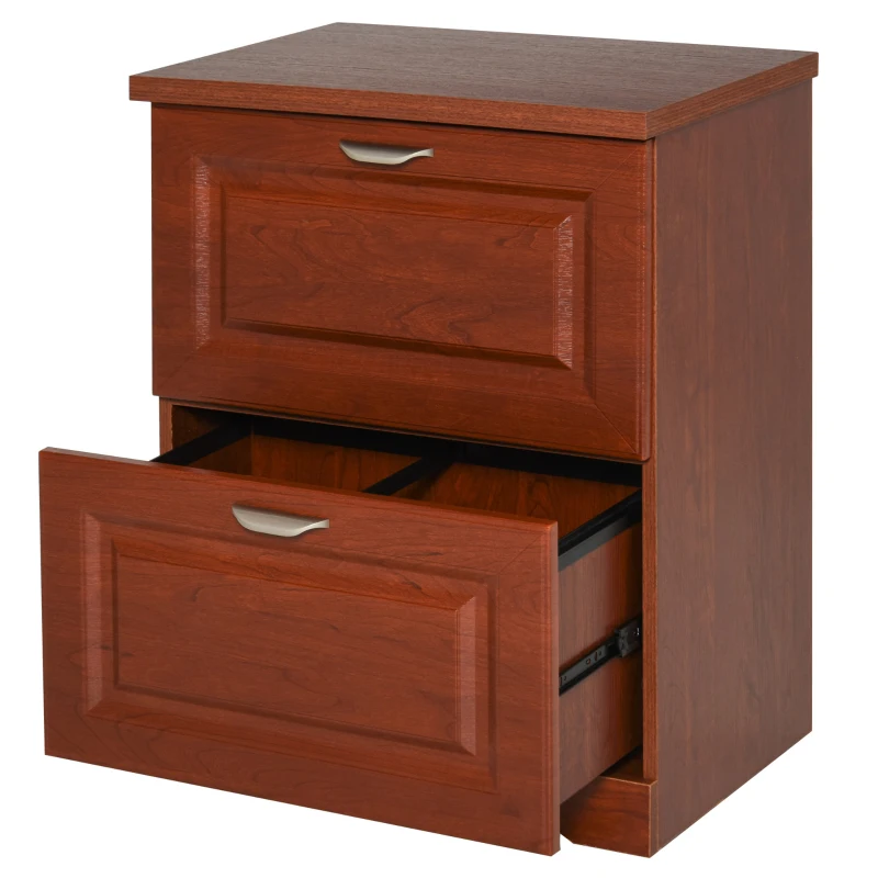HOMCOM 2-Drawer Lateral File Cabinet Pedestal Documents Storage for Home Office, Coffee Brown