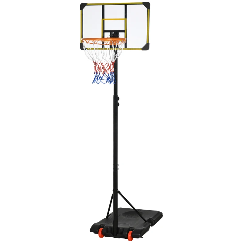 Soozier Portable Basketball Hoop, 7ft-8ft Height Adjustable Basketball System with Wheels & 28" Backboard for Youth Junior