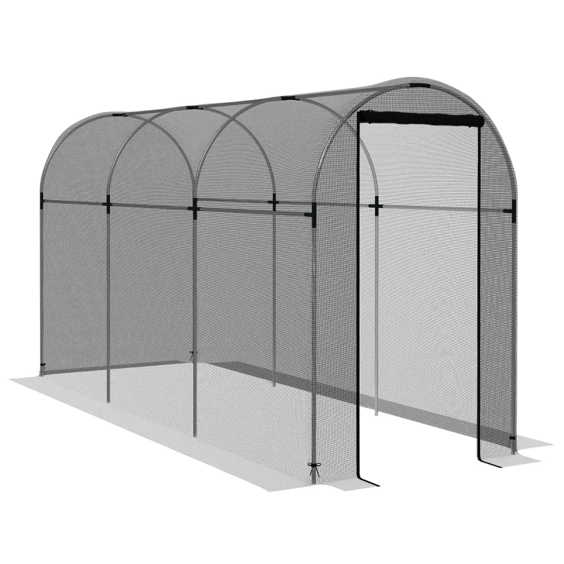 Outsunny Galvanized Steel Crop Cage, Plant Protection Tent with Zippered Door, 4' x 12', Black
