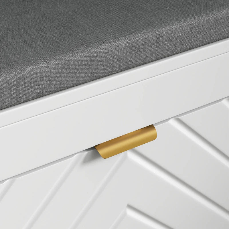 HOMCOM Narrow Storage Bench, Upholstered Entry Way Bench, Shoe Rack Bench with 2 Flip Drawers, 2 Vents for 8 Pairs of Shoes