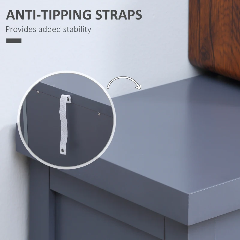 HOMCOM Sideboard, Buffet Cabinet with 3 Tempered Glass Doors, Arc Pattern and Adjustable Storage Shelf, Credenza, Gray