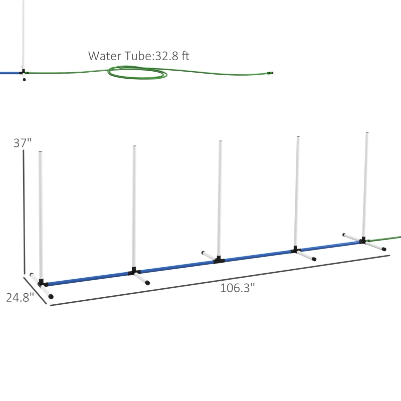 PawHut 2pc Dog Agility Training Equipment Set with Spray Water Tube, White