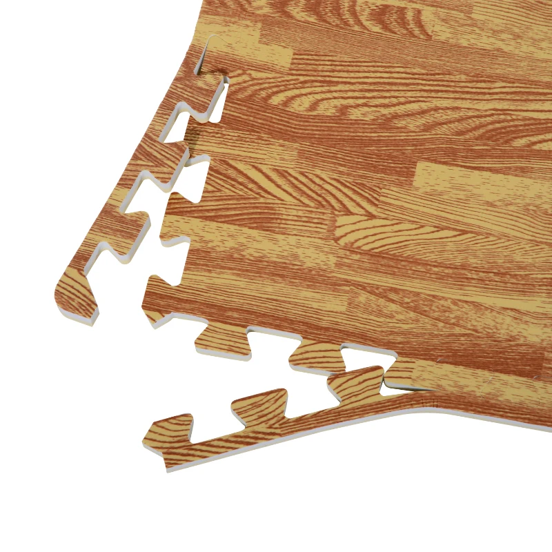 HOMCOM Soft Wood Grain EVA Foam Interlocking Floor Mats 72 Square Feet Exercise Workout Mat Kid Play Mat 18pcs (Dark Wood Grain)