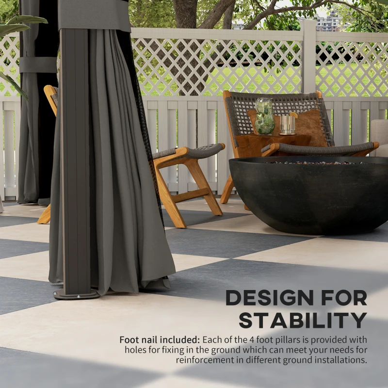 Outsunny 10' x 12' Deluxe Hardtop Gazebo with Metal Roof, Aluminum Frame Patio Gazebo Garden Sun Shelter Outdoor Pavilion with Curtains and Netting, Grey