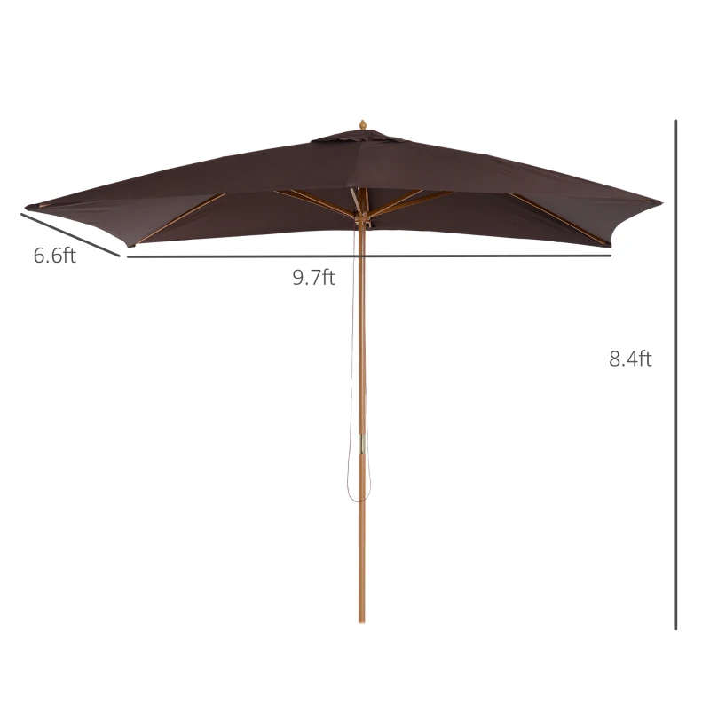 Outsunny Patio Umbrella Market Patio Sun Umbrella Rectangle Coffee