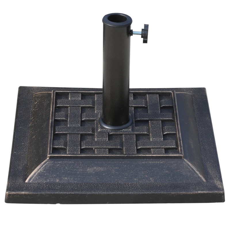 Outsunny 20 lbs Square Resin Patio Umbrella Stand Base Coated Pole Market Umbrella Parasol Holder Bronze