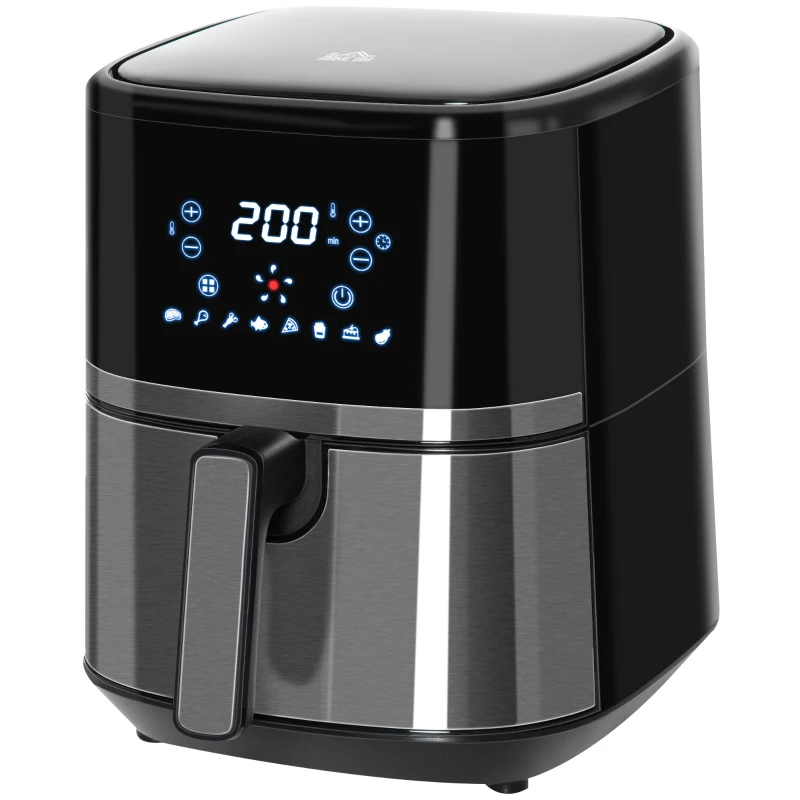 HOMCOM Air Fryer 4.7Qt, 4-in-1 Hot Oven with Air Fry, Roast, Broil, Crisp, Bake Function, Digital Touchscreen, 60-Min Timer, 8 Preset and Nonstick Basket, BPA Free