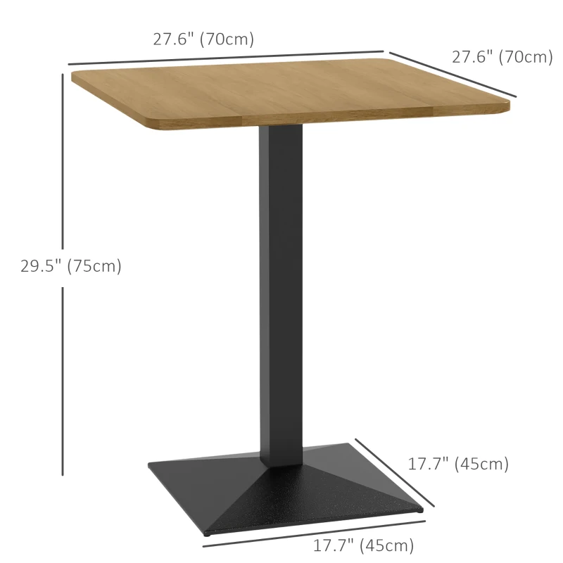 HOMCOM 28" Square Dining Table, Modern Dining Room Table with Steel Base, Space Saving Small Kitchen Table, Dark Brown