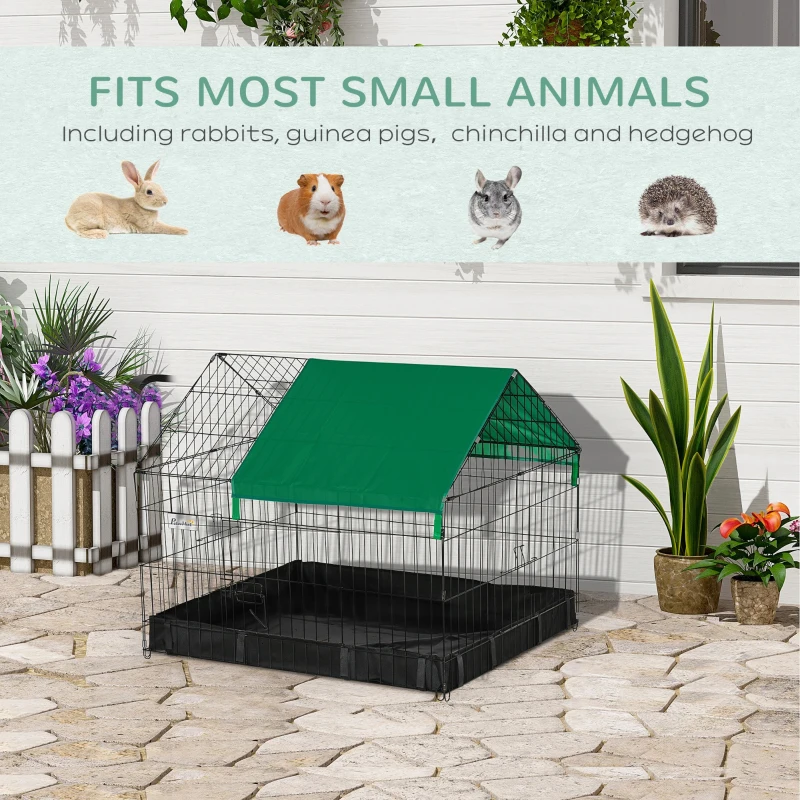 PawHut Metal Outdoor Small Animal Cage for Rabbits and Cats, Black