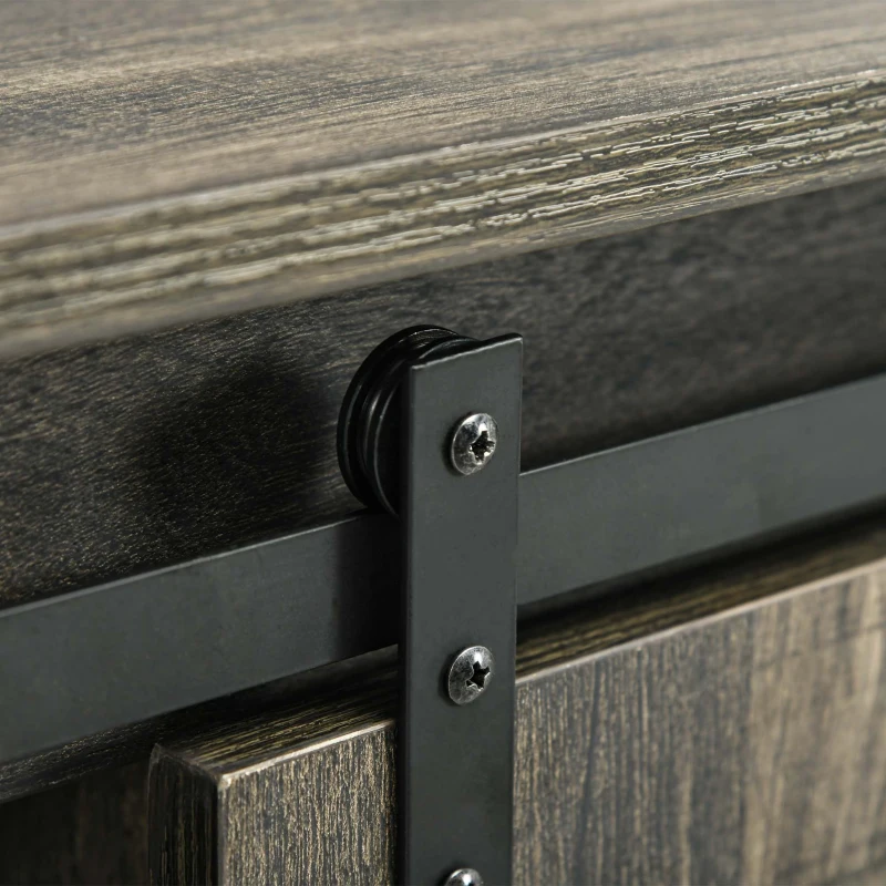 HOMCOM Farmhouse Kitchen Sideboard, Buffet Cabinet with Sliding Barn Door and 3 Storage Drawers for Living Room, Dark Gray