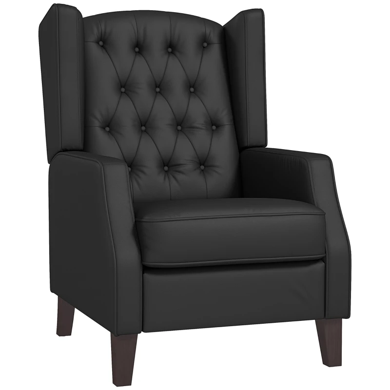 HOMCOM Faux Leather Armchair, Modern Accent Chair with Thick Padding for Living Room, Bedroom, Home Office, Black