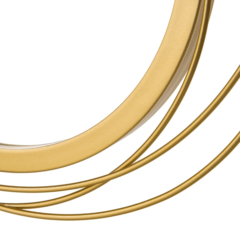 HOMCOM Metal Wall Art Gold Frame Circle Bathroom Mirror Decor Home Hanging Wall Sculptures for Living Room Bedroom Dining Room, 42.25" W x 22" H, Gold