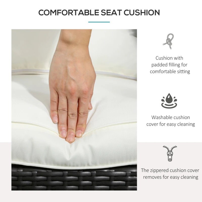 Outsunny Patio Wicker Adirondack Chair, Outdoor Rattan Muskoka Chair with Cushions for Patio, Garden, Backyard, Red