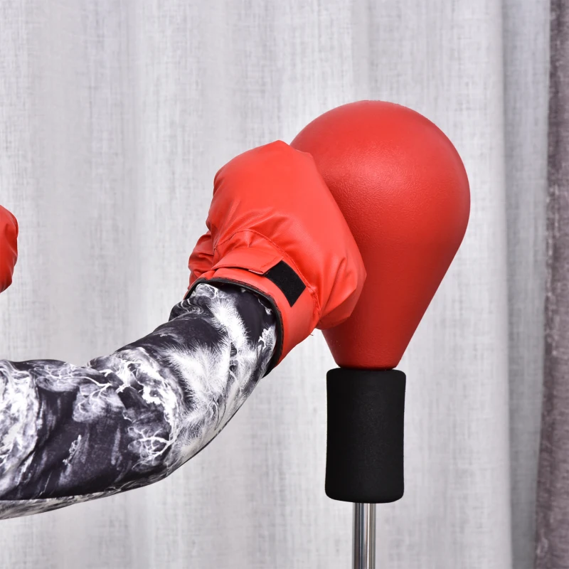 Soozier Free Standing Punching Bag with Stand and Boxing Gloves, Height Adjustable Boxing Bag Set, For Training, Exercise, Fitness & Stress Relief - Red